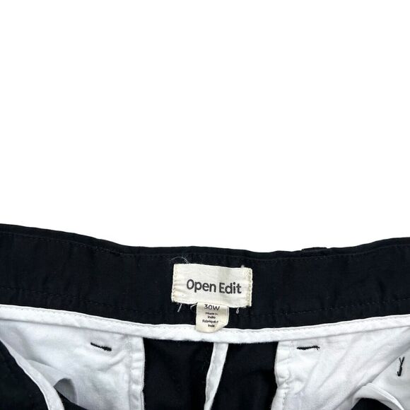 Open Edit Chino Shorts Stretch Flat Front Zip Fly Slash Pockets Black Men Sz 30W - Picture 4 of 6